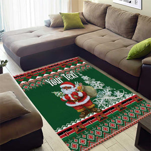 Personalized Afro Kenya Christmas Area Rug African Santa -  Folk Pattern