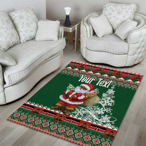 Personalized Afro Kenya Christmas Area Rug African Santa -  Folk Pattern