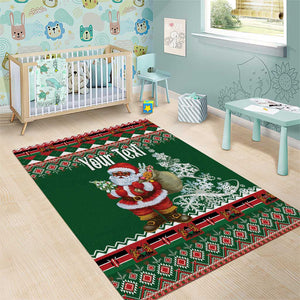 Personalized Afro Kenya Christmas Area Rug African Santa -  Folk Pattern