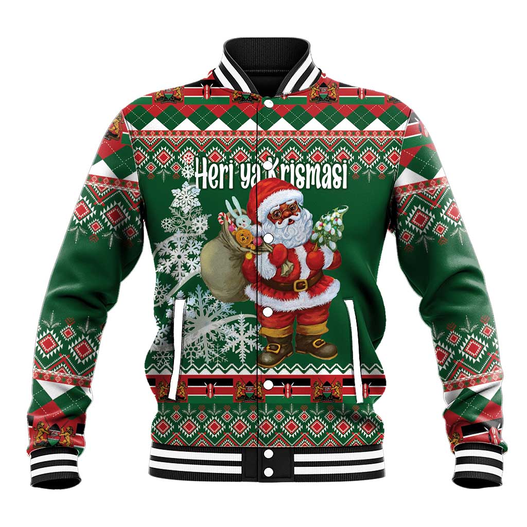 Personalized Afro Kenya Christmas Baseball Jacket African Santa -  Folk Pattern