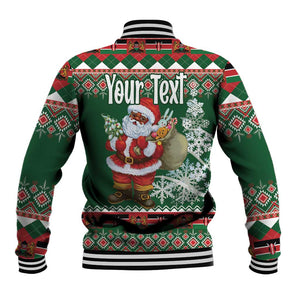 Personalized Afro Kenya Christmas Baseball Jacket African Santa -  Folk Pattern