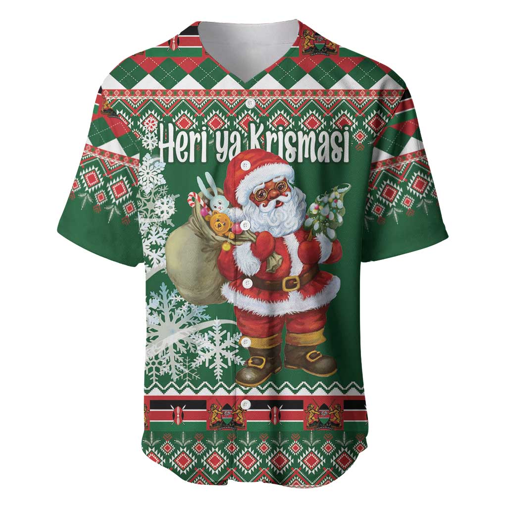 Personalized Afro Kenya Christmas Baseball Jersey African Santa -  Folk Pattern