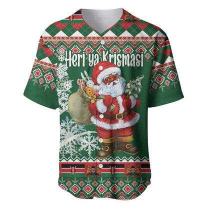 Personalized Afro Kenya Christmas Baseball Jersey African Santa -  Folk Pattern