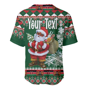 Personalized Afro Kenya Christmas Baseball Jersey African Santa -  Folk Pattern
