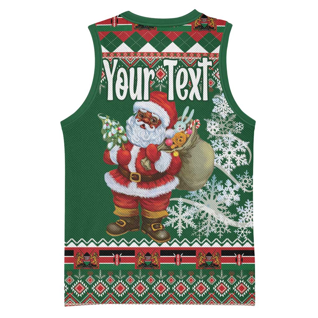 Personalized Afro Kenya Christmas Basketball Jersey African Santa - Folk Pattern LT18