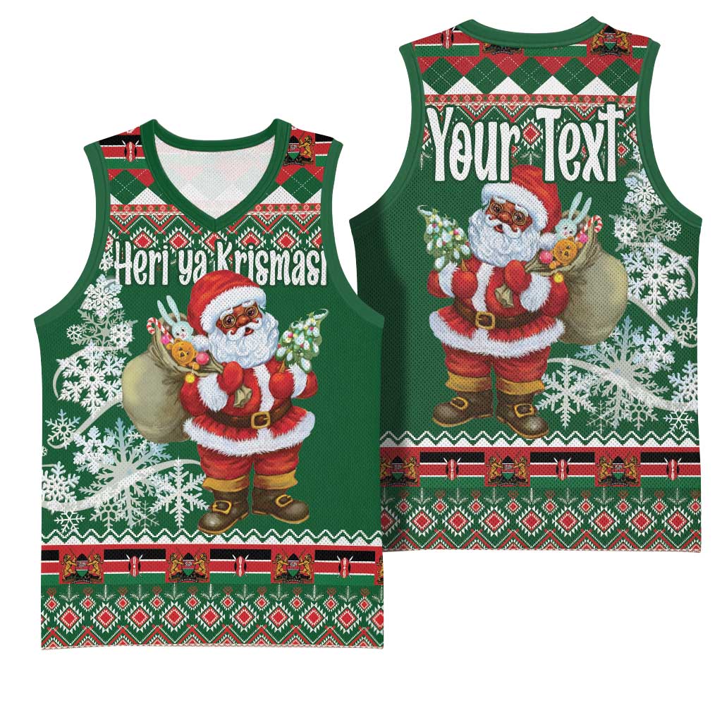 Personalized Afro Kenya Christmas Basketball Jersey African Santa - Folk Pattern LT18