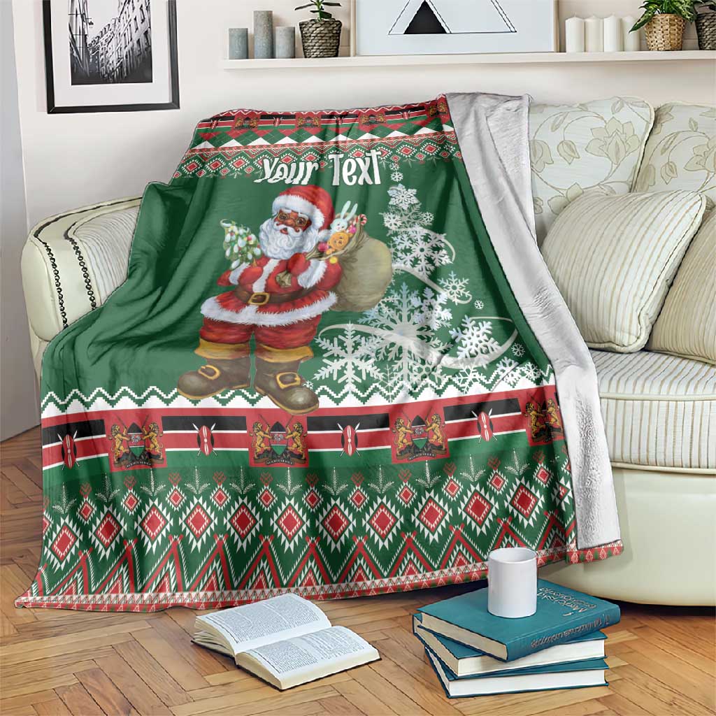 Personalized Afro Kenya Christmas Blanket African Santa -  Folk Pattern