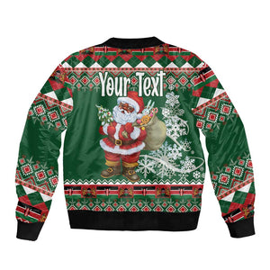 Personalized Afro Kenya Christmas Bomber Jacket African Santa -  Folk Pattern