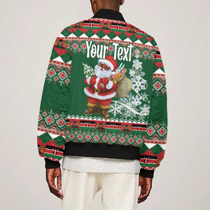 Personalized Afro Kenya Christmas Bomber Jacket African Santa -  Folk Pattern