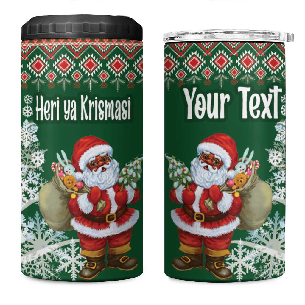 Personalized Afro Kenya Christmas 4 in 1 Can Cooler Tumbler African Santa -  Folk Pattern