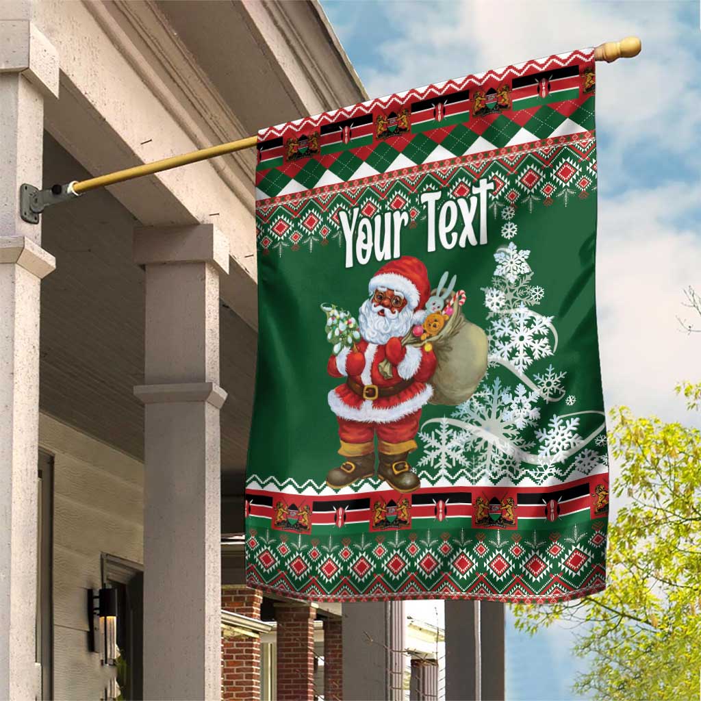 Personalized Afro Kenya Christmas Garden Flag African Santa -  Folk Pattern