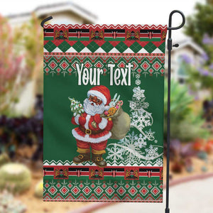 Personalized Afro Kenya Christmas Garden Flag African Santa -  Folk Pattern