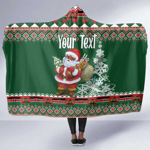 Personalized Afro Kenya Christmas Hooded Blanket African Santa -  Folk Pattern