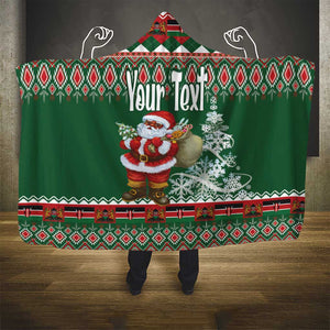 Personalized Afro Kenya Christmas Hooded Blanket African Santa -  Folk Pattern