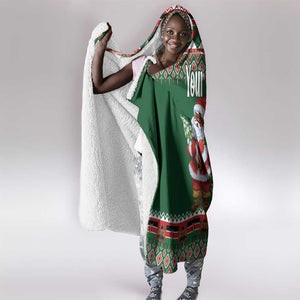 Personalized Afro Kenya Christmas Hooded Blanket African Santa -  Folk Pattern