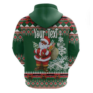 Personalized Afro Kenya Christmas Hoodie African Santa -  Folk Pattern