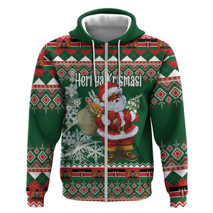 Personalized Afro Kenya Christmas Hoodie African Santa -  Folk Pattern