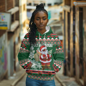 Personalized Afro Kenya Christmas Hoodie African Santa -  Folk Pattern