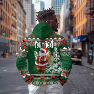 Personalized Afro Kenya Christmas Hoodie African Santa -  Folk Pattern