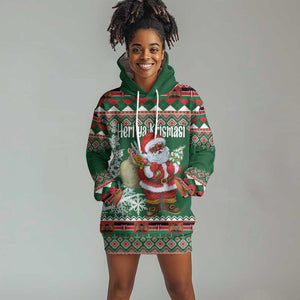 Personalized Afro Kenya Christmas Hoodie Dress African Santa -  Folk Pattern