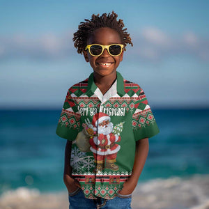 Personalized Afro Kenya Christmas Kid Hawaiian Shirt African Santa -  Folk Pattern