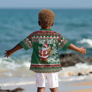 Personalized Afro Kenya Christmas Kid Hawaiian Shirt African Santa -  Folk Pattern