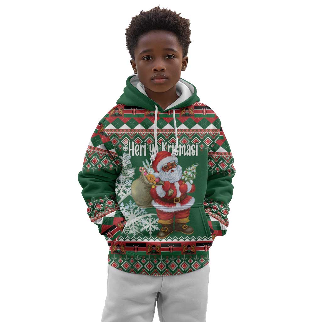 Personalized Afro Kenya Christmas Kid Hoodie African Santa -  Folk Pattern