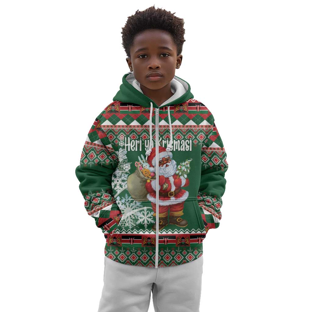 Personalized Afro Kenya Christmas Kid Hoodie African Santa -  Folk Pattern