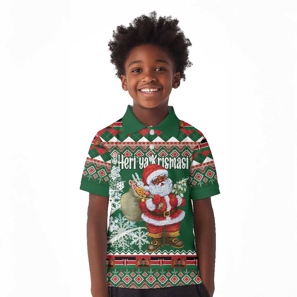 Personalized Afro Kenya Christmas Kid Polo Shirt African Santa -  Folk Pattern