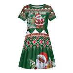 Personalized Afro Kenya Christmas Kid Short Sleeve Dress African Santa -  Folk Pattern