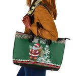 Personalized Afro Kenya Christmas Leather Tote Bag African Santa -  Folk Pattern