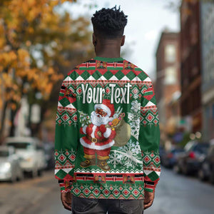 Personalized Afro Kenya Christmas Long Sleeve Shirt African Santa -  Folk Pattern