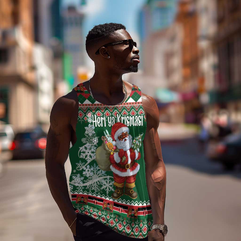 Personalized Afro Kenya Christmas Men Tank Top African Santa -  Folk Pattern