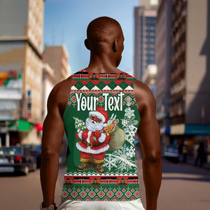 Personalized Afro Kenya Christmas Men Tank Top African Santa -  Folk Pattern