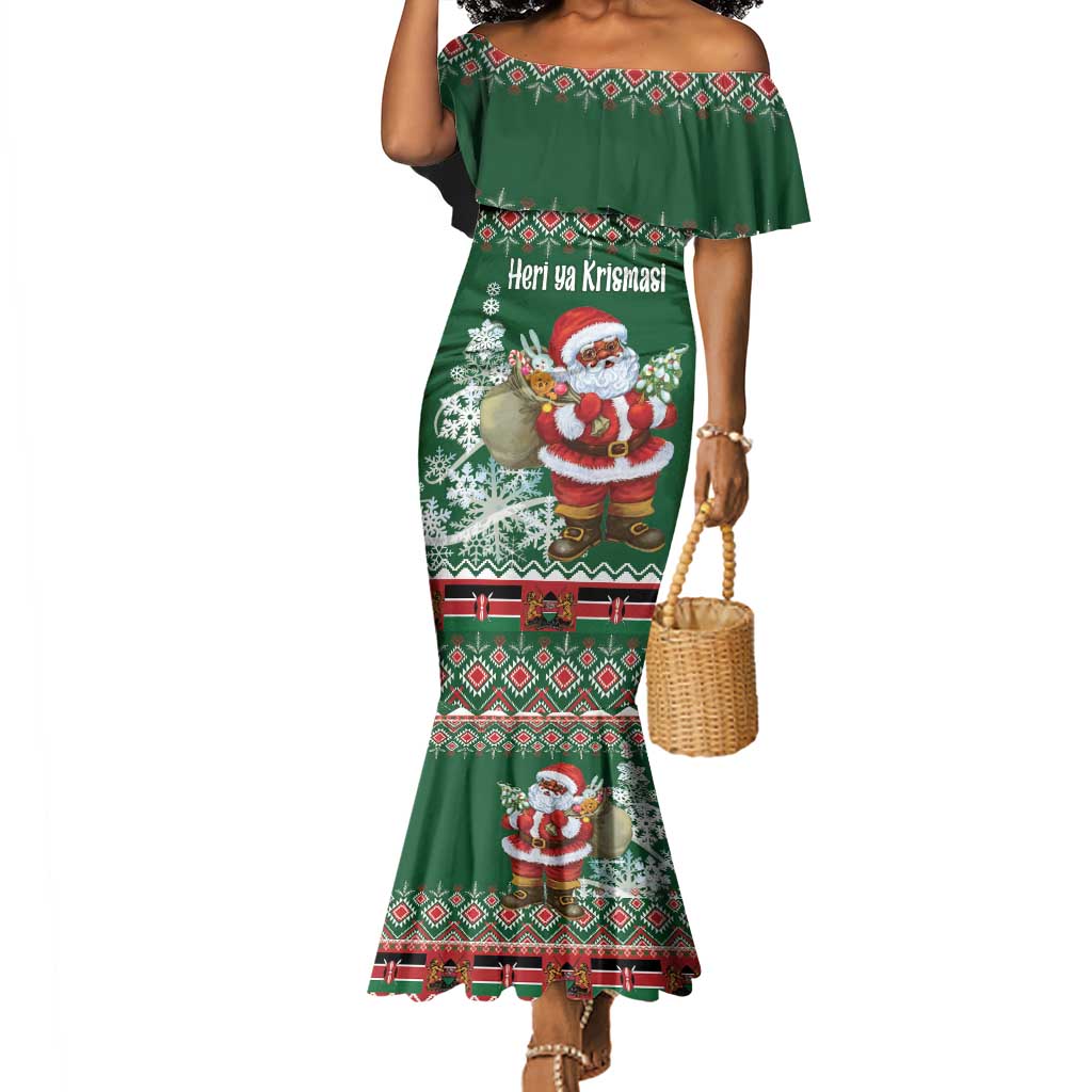 Personalized Afro Kenya Christmas Mermaid Dress African Santa -  Folk Pattern