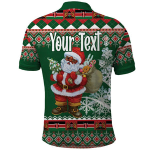 Personalized Afro Kenya Christmas Polo Shirt African Santa -  Folk Pattern