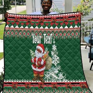 Personalized Afro Kenya Christmas Quilt African Santa -  Folk Pattern