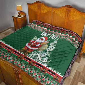 Personalized Afro Kenya Christmas Quilt African Santa -  Folk Pattern