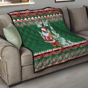 Personalized Afro Kenya Christmas Quilt African Santa -  Folk Pattern