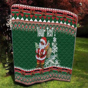 Personalized Afro Kenya Christmas Quilt African Santa -  Folk Pattern