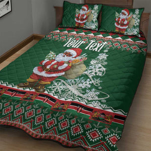 Personalized Afro Kenya Christmas Quilt Bed Set African Santa -  Folk Pattern