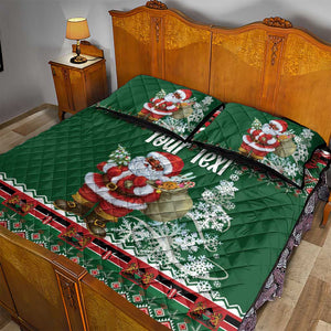 Personalized Afro Kenya Christmas Quilt Bed Set African Santa -  Folk Pattern