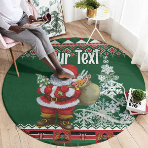 Personalized Afro Kenya Christmas Round Carpet African Santa -  Folk Pattern