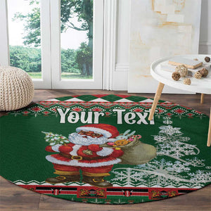 Personalized Afro Kenya Christmas Round Carpet African Santa -  Folk Pattern