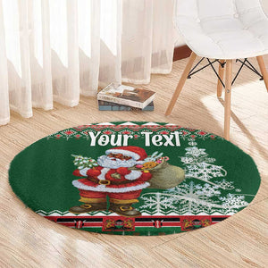 Personalized Afro Kenya Christmas Round Carpet African Santa -  Folk Pattern