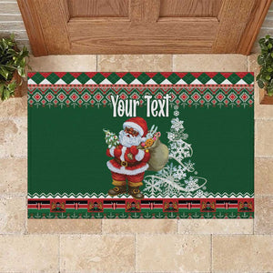 Personalized Afro Kenya Christmas Rubber Doormat African Santa -  Folk Pattern