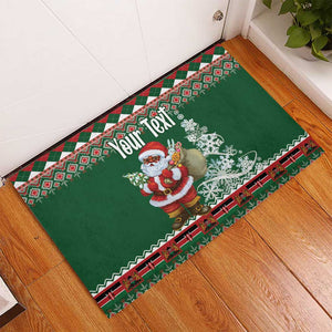 Personalized Afro Kenya Christmas Rubber Doormat African Santa -  Folk Pattern