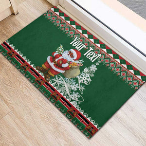 Personalized Afro Kenya Christmas Rubber Doormat African Santa -  Folk Pattern