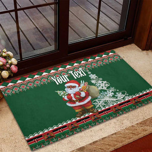 Personalized Afro Kenya Christmas Rubber Doormat African Santa -  Folk Pattern