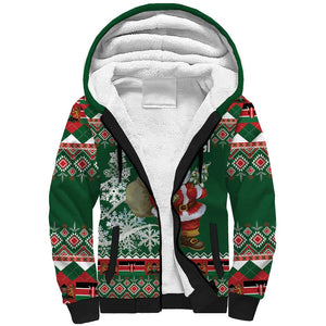 Personalized Afro Kenya Christmas Sherpa Hoodie African Santa -  Folk Pattern